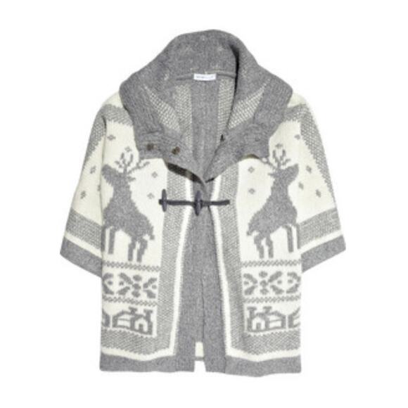 See by Chloe Hooded Intarsia Reindeer Blanket Sweater $795 One Size - Picture 2 of 15